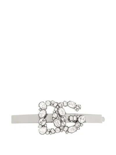 Dolce & Gabbana Logo-embellished Hair Clip In Silver