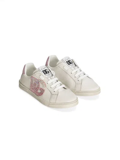 Dolce & Gabbana Kids' Logo-embellished Sneakers In Neutrals