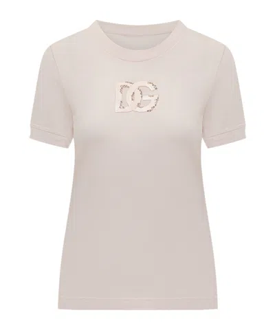Dolce & Gabbana Round-neck Short-sleeved T-shirt In Pink