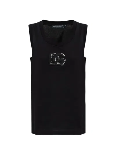 Dolce & Gabbana Logo-embellished Top In Black