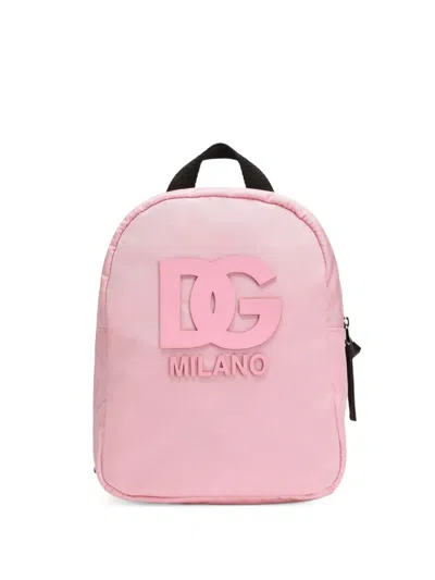 Dolce & Gabbana Kids' Logo-embossed Backpack In Pink