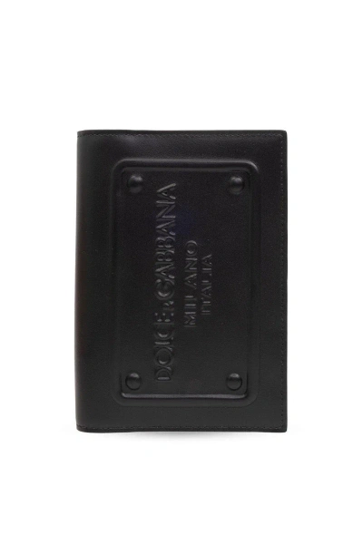 Dolce & Gabbana Logo Embossed Bi-fold Wallet In Black