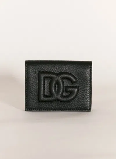 Dolce & Gabbana Logo Embossed Bi-fold Wallet In Black