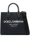 Dolce & Gabbana Logo-embossed Canvas Tote Bag In Blue