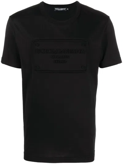 Dolce & Gabbana Raised Logo Round-neck T-shirt In Black