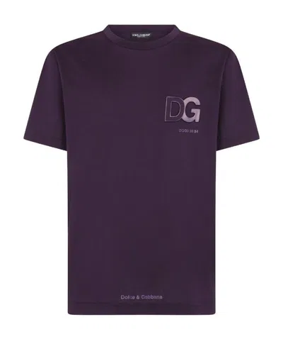 Dolce & Gabbana Logo-embossed Cotton T-shirt In Black