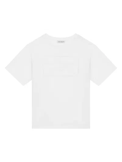 Dolce & Gabbana Kids' Logo-embossed Crew-neck T-shirt In White