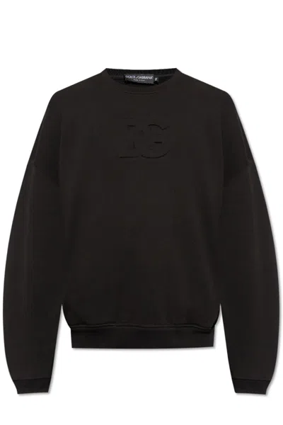 DOLCE & GABBANA LOGO EMBOSSED CREWNECK SWEATSHIRT