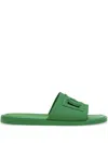 Dolce & Gabbana Logo-embossed Cut-out Slides In Green