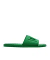Dolce & Gabbana Logo-embossed Cut-out Slides In Green