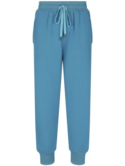 Dolce & Gabbana Logo-embossed Drawstring Track Pants In Blue