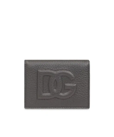 Dolce & Gabbana Dolce  Gabbana Logo Embossed Foldover Top Wallet In Black