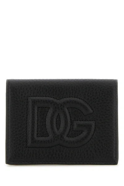 Dolce & Gabbana Logo Embossed Foldover Top Wallet In Black