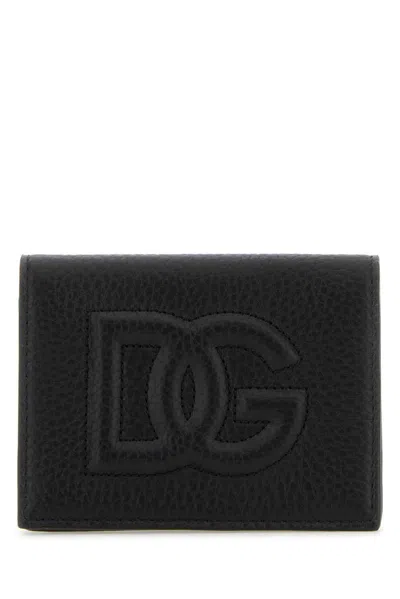Dolce & Gabbana Logo Embossed Foldover Top Wallet In Nero (black)