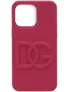 Dolce & Gabbana Rubber Dg Logo Iphone 14 Pro Cover In Pink