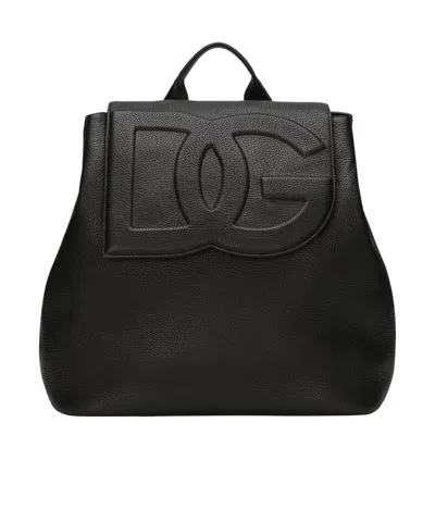 Dolce & Gabbana Logo-embossed Leather Backpack In Black