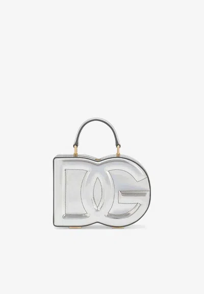 Dolce & Gabbana Metallic Leather Tote Bag In Silver