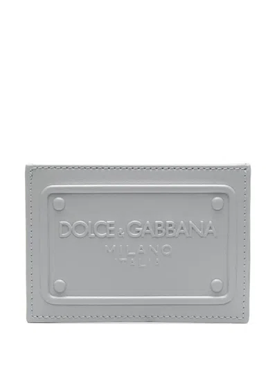 Dolce & Gabbana Logo-embossed Leather Cardholder In Grey