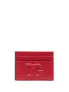 Dolce & Gabbana Logo-embossed Leather Cardholder In Red