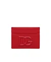 Dolce & Gabbana Logo-embossed Leather Cardholder In Red