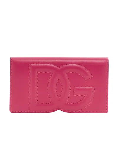Dolce & Gabbana Dg Logo Micro Leather Crossbody Bag In Pink