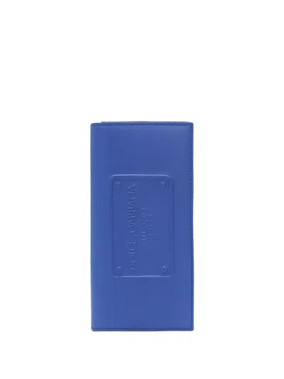 Dolce & Gabbana Logo-embossed Leather Wallet In Blue
