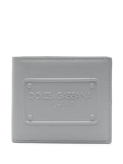 Dolce & Gabbana Logo-embossed Leather Wallet In Grey