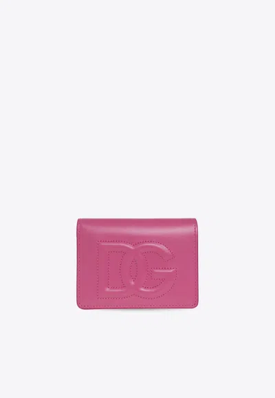 Dolce & Gabbana Logo-embossed Leather Wallet In Pink