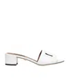 Dolce & Gabbana Women White Mules With Low Heel And Dg Millennials Detail In Smooth Leather Woman In White