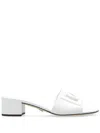 Dolce & Gabbana White Mules With Low Heel And Dg Millennials Detail In Smooth Leather Woman In White