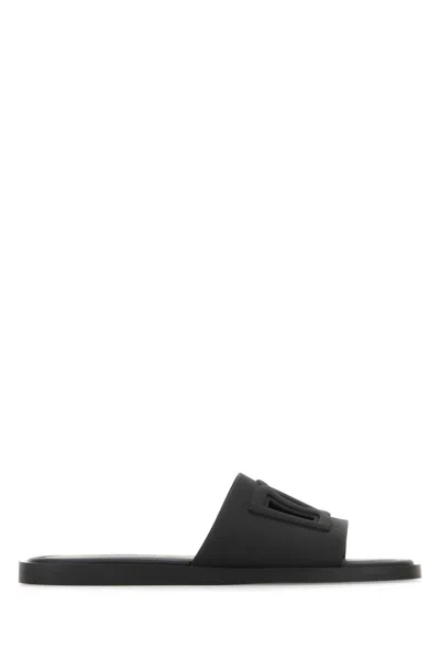 Dolce & Gabbana Logo-embossed Open Toe Sandals In Black