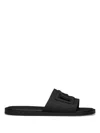 Dolce & Gabbana Logo-embossed Open-toe Slides In Black