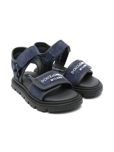 Dolce & Gabbana Kids' Logo-embossed Sandals In Blue