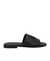 Dolce & Gabbana Black Sandals With Dg Logo Cut-out In Leather Man In Black