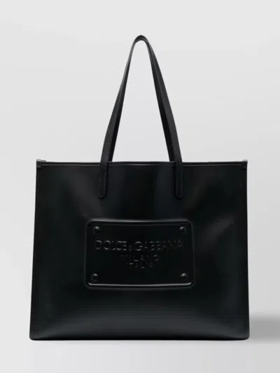 Dolce & Gabbana Logo-embossed Leather Tote Bag In Black