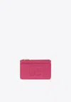 Dolce & Gabbana Medium Dg Logo Zip Cardholder In Calf Leather In Pink