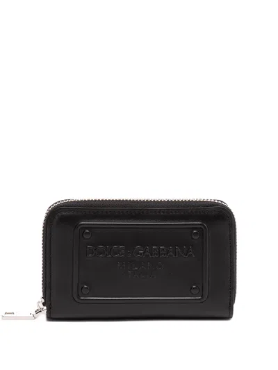 Dolce & Gabbana Dolce  Gabbana Logo-embossed Zipped Wallet In Black