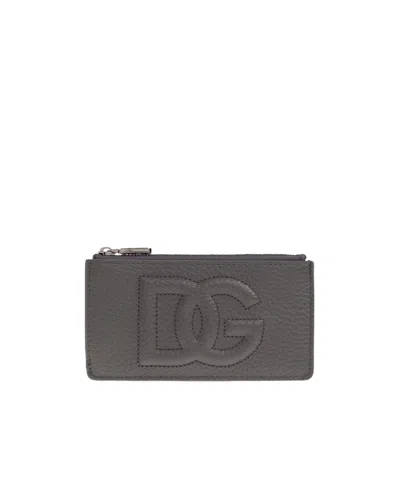 Dolce & Gabbana Dolce  Gabbana Logo Embossed Zipped Wallet In Black