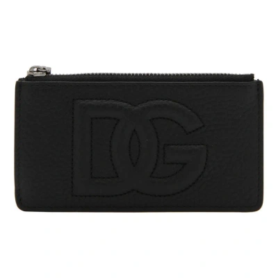 Dolce & Gabbana Logo Embossed Zipped Wallet In Black