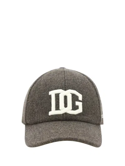 Dolce & Gabbana Logo Embroidered Baseball Cap In Melange Bianco/beige