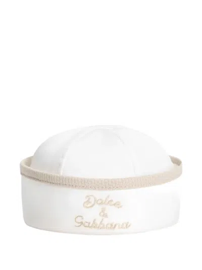 Dolce & Gabbana Babies' Logo-embroidered Beanie Hat In White