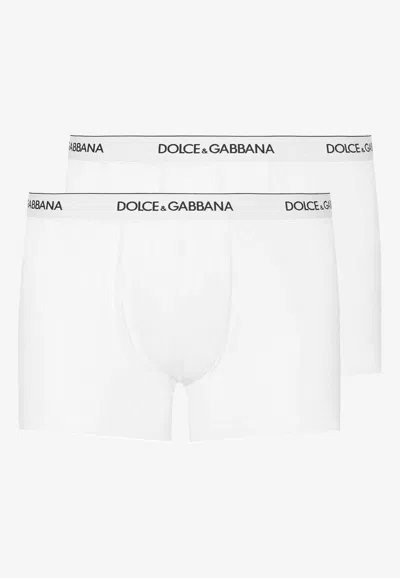 Dolce & Gabbana Logo Embroidered Boxers - Set Of 2 In White