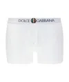 Dolce & Gabbana Two-way-stretch Jersey Regular-fit Boxers With Emblem In White