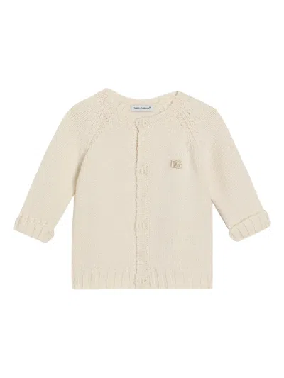 Dolce & Gabbana Babies' Cardigan Mit Logo-stickerei In Neutral