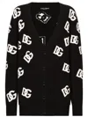 Dolce & Gabbana All-over Logo Intarsia V-neck Cardigan In Black
