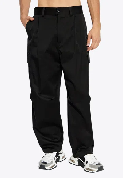 Dolce & Gabbana Logo-embroidered Cargo Pants In Black