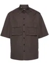 Dolce & Gabbana Poplin Hawaiian Shirt With Pockets In Brown