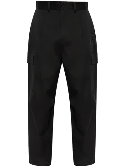 Dolce & Gabbana Logo-embroidered Cargo Trousers In Black