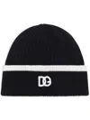 Dolce & Gabbana Logo-embroidered Cotton Beanie In Blue