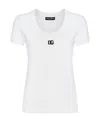Dolce & Gabbana Logo-embroidered Cotton-blend T-shirt In White
